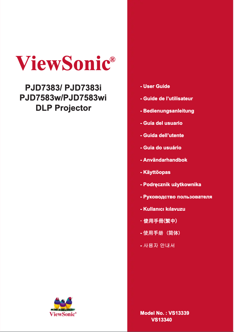 Page n°1 - Manuel utilisateur Viewsonic PJD7383