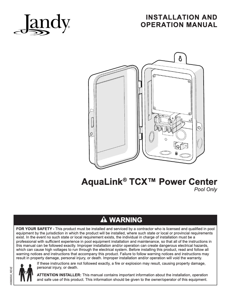 Imagen de la primera página del manual del dispositivo AquaLink TCX