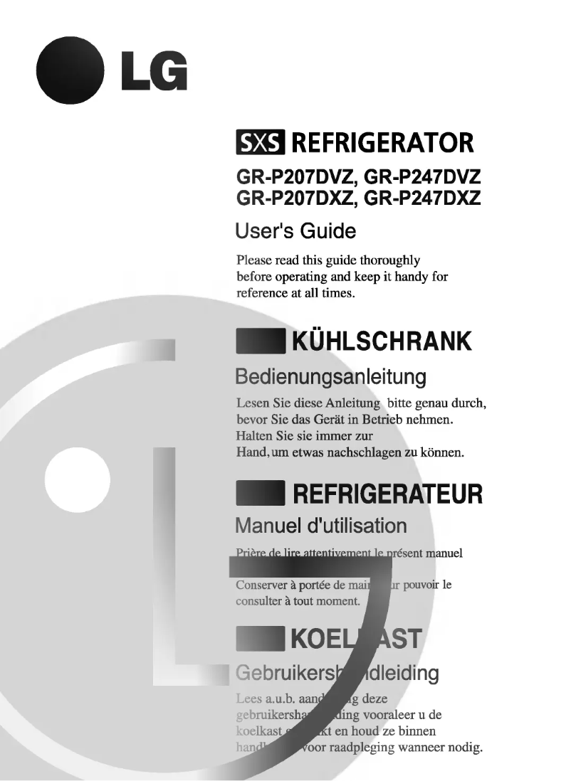 Image de la première page du manuel de l'appareil GR-P207DXZ