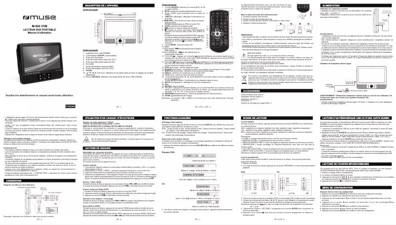 Page n°1 - Manuel utilisateur Muse M-920 CVB