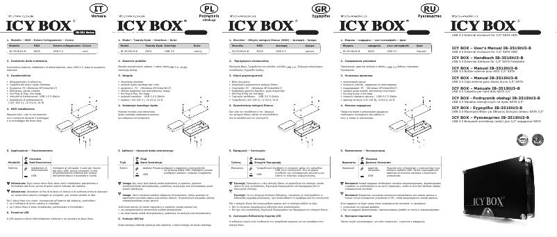 Page 1 de la notice Manuel utilisateur Icy Box IB-351StU3-B