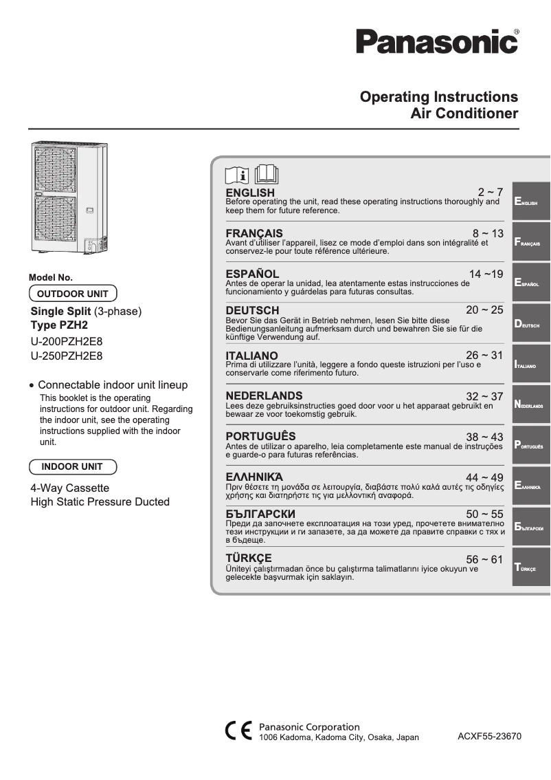 Página 1 del manual Manual de usuario Panasonic U-250PZH2E8