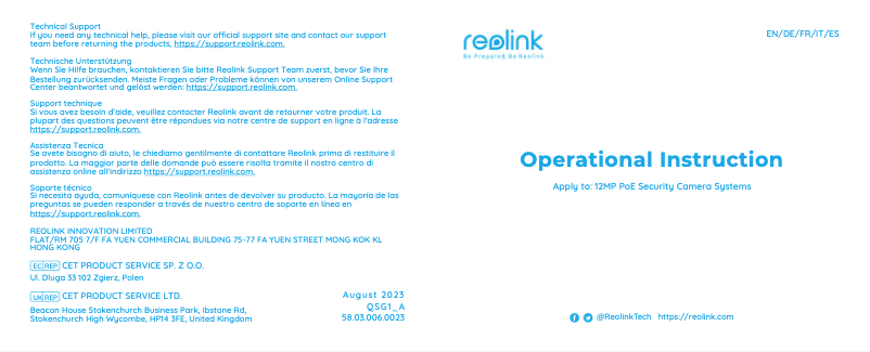 Page n°1 - Manuel utilisateur Reolink RLK8-1200D4-A