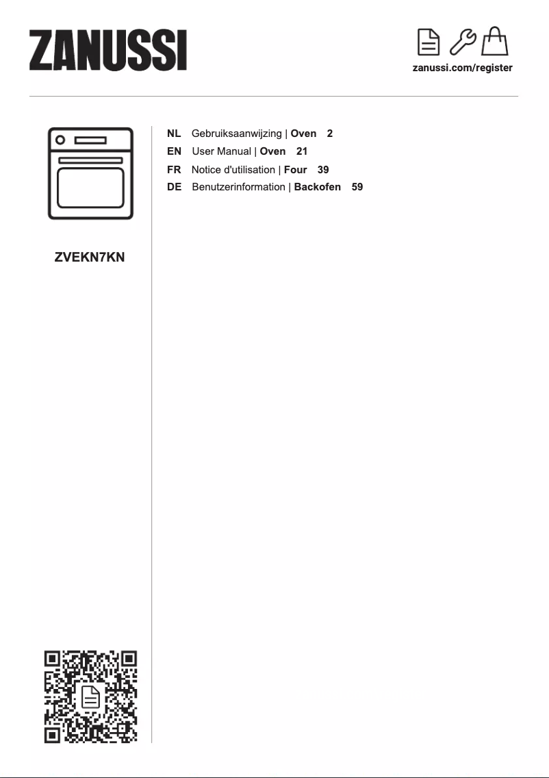 Page 1 de la notice Manuel utilisateur Zanussi ZVEKN7KN