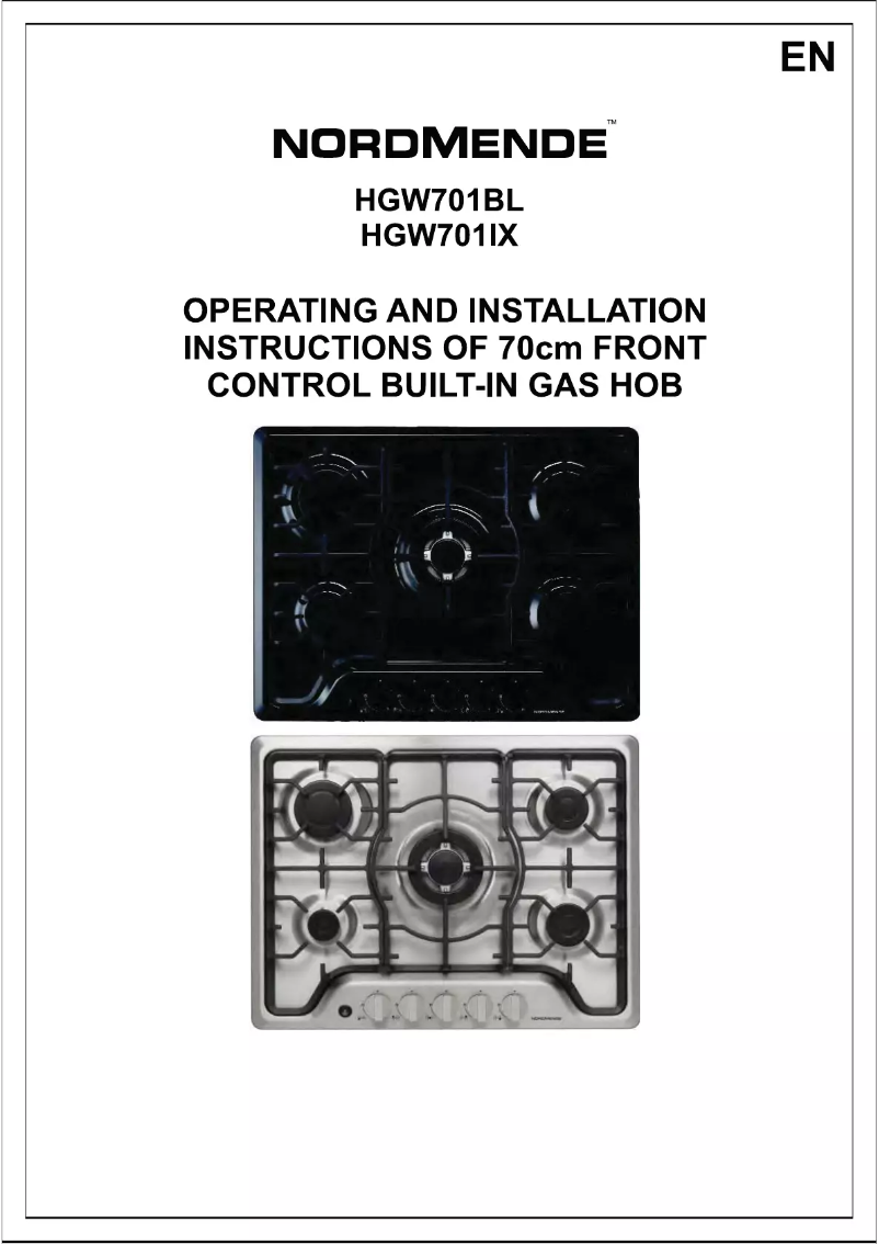 Image de la première page du manuel de l'appareil HGW701BL