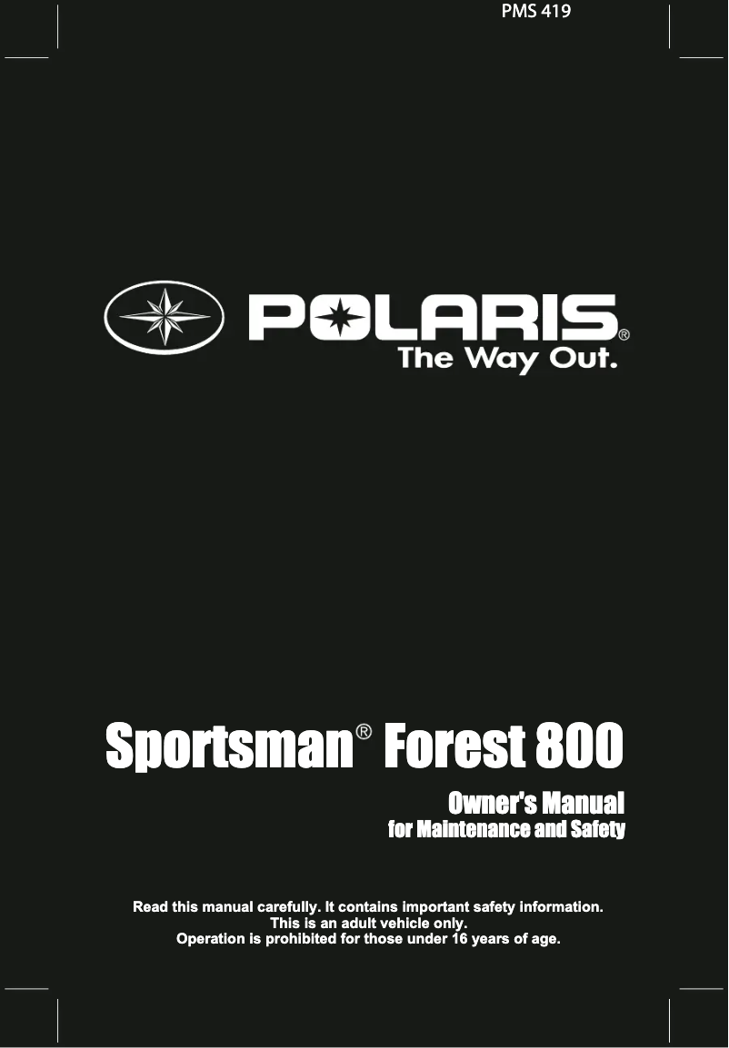 Image de la première page du manuel de l'appareil Sportsman Forest 800 (2012)
