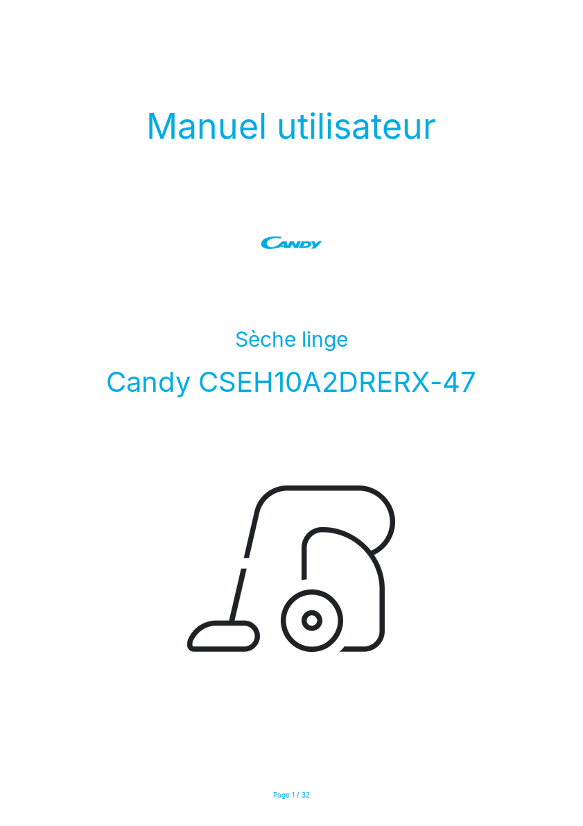 Page n°1 - Manuel utilisateur Candy CSEH10A2DRERX-47