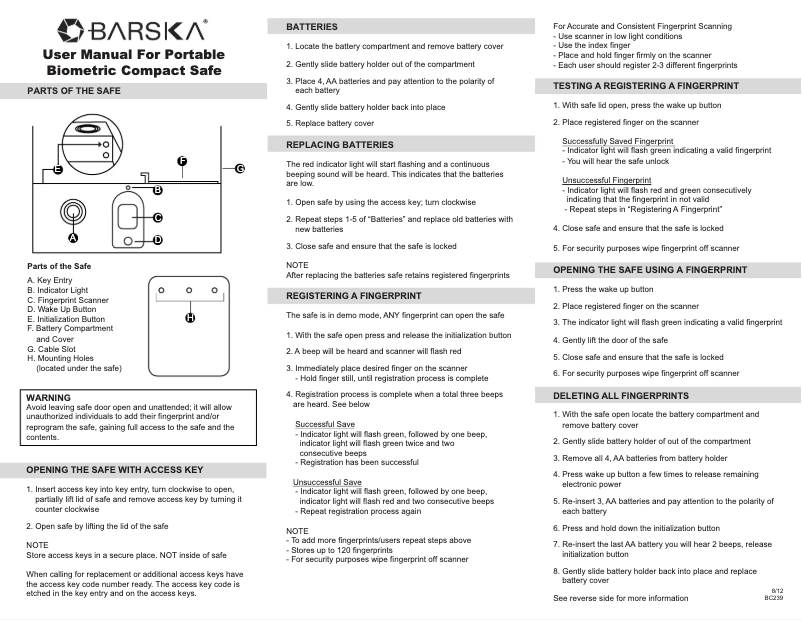 Page 1 de la notice Manuel utilisateur Barska AX11970