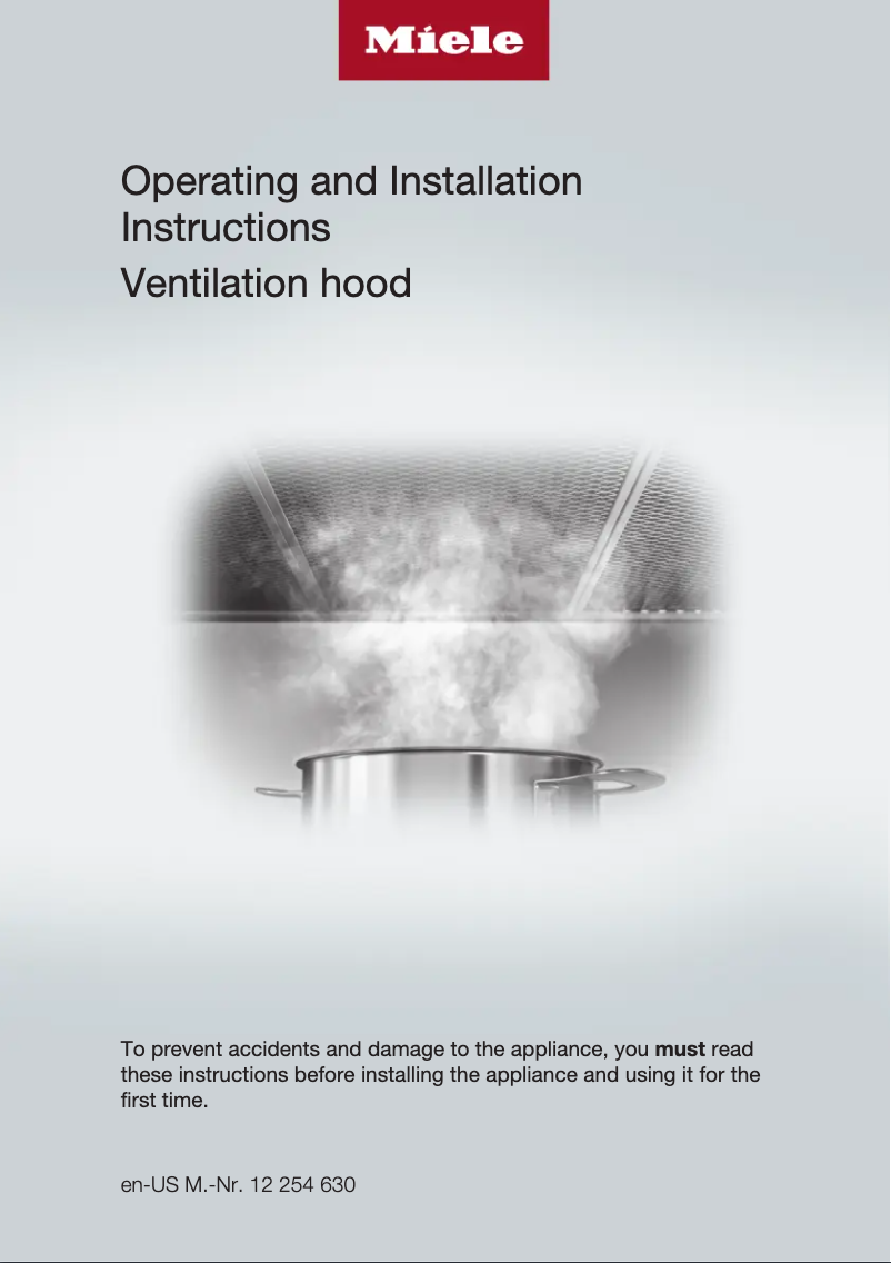 Page 1 de la notice Guide d'installation Miele DA 5428 W Puristic Arca