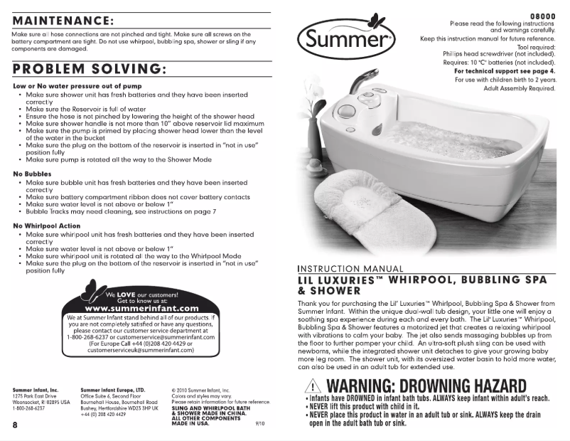 Page 1 de la notice Manuel utilisateur Summer Lil Luxuries 08000