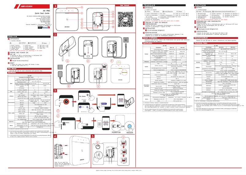 Page 1 de la notice Guide de démarrage rapide Hikvision DS-PWA96-Kit1-WE