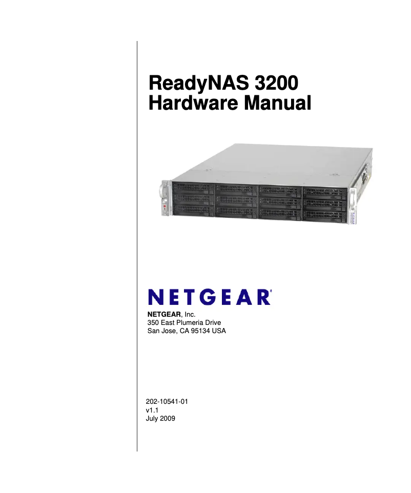 Page 1 de la notice Manuel utilisateur Netgear ReadyNAS 3200