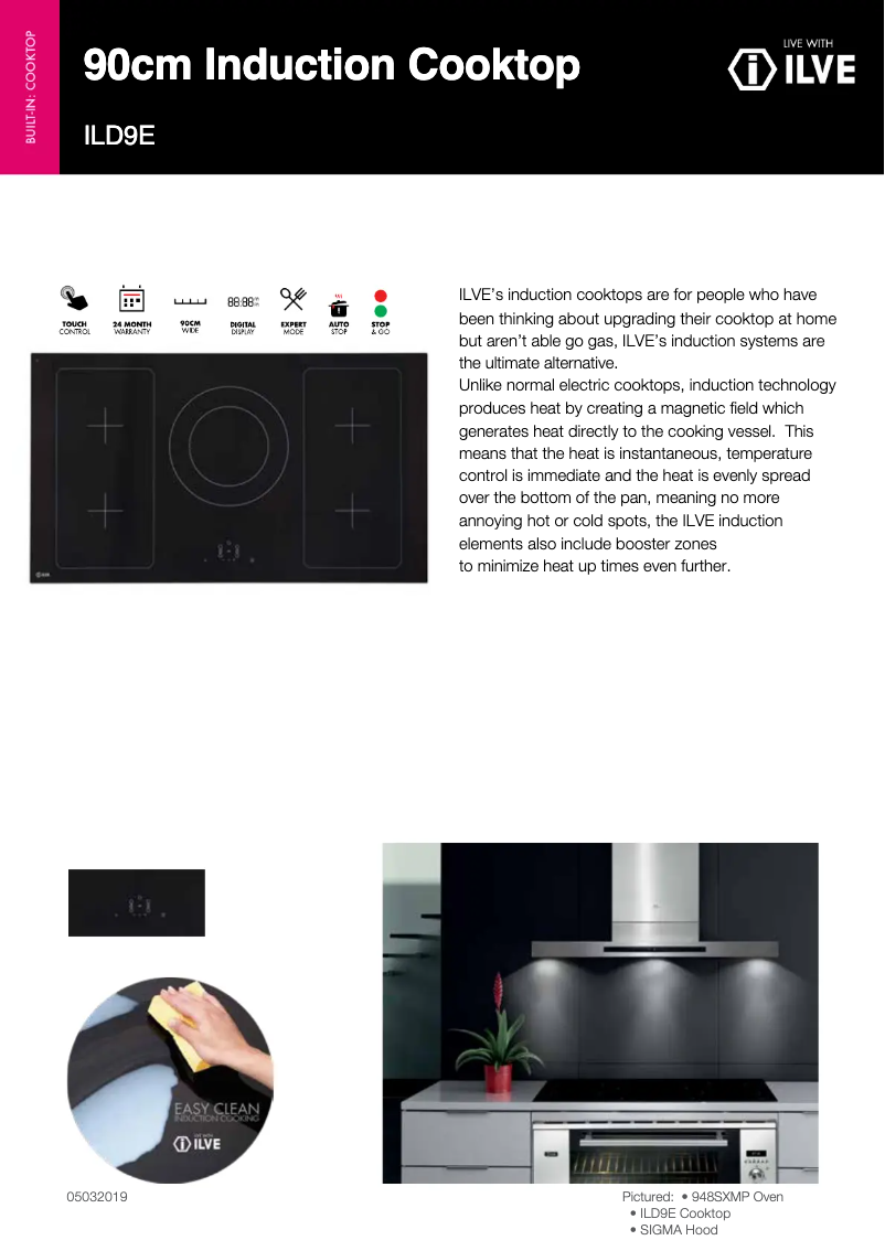 Page 1 de la notice Fiche technique Ilve ILD9E