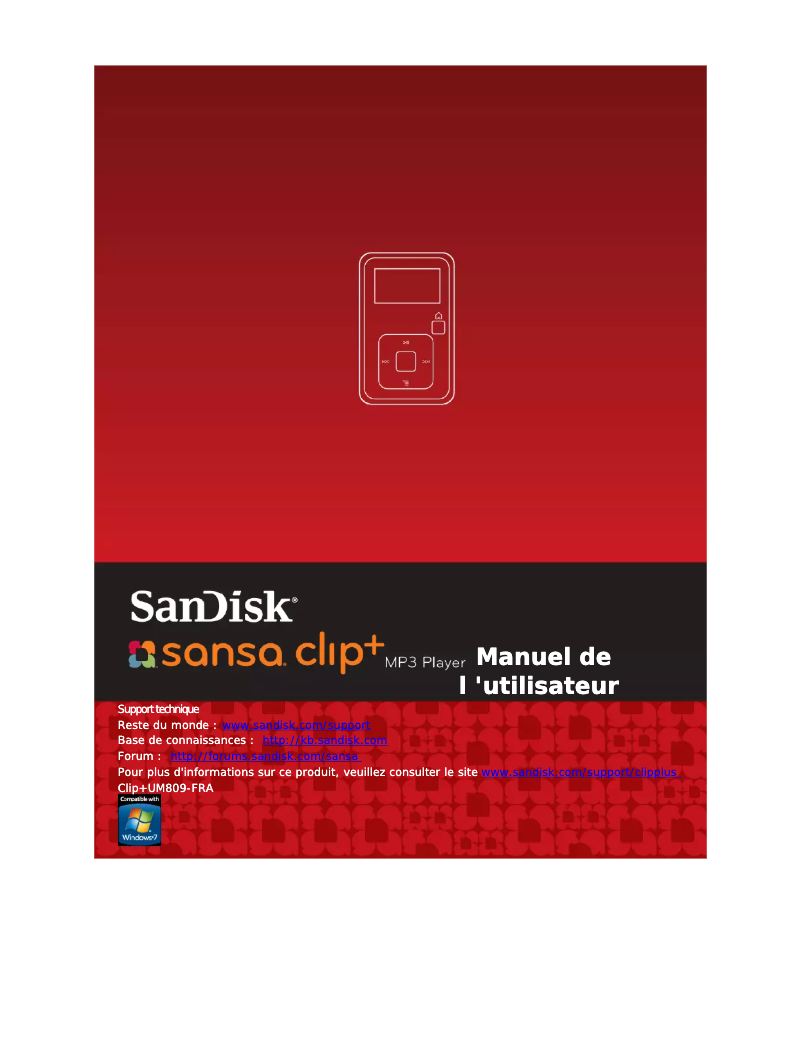 Page 1 de la notice Manuel utilisateur Sandisk SDMX18R-002GK-E57