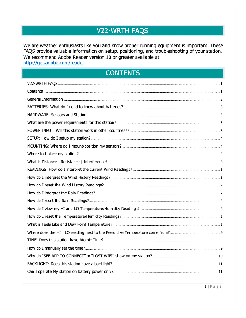 Image de la première page du manuel de l'appareil V22-WRTHV2