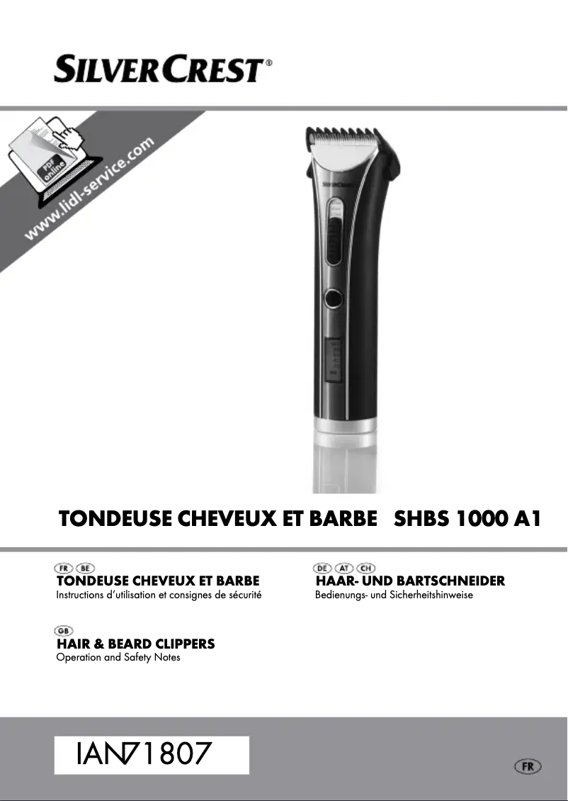 Image de la première page du manuel de l'appareil SHBS 1000 B1