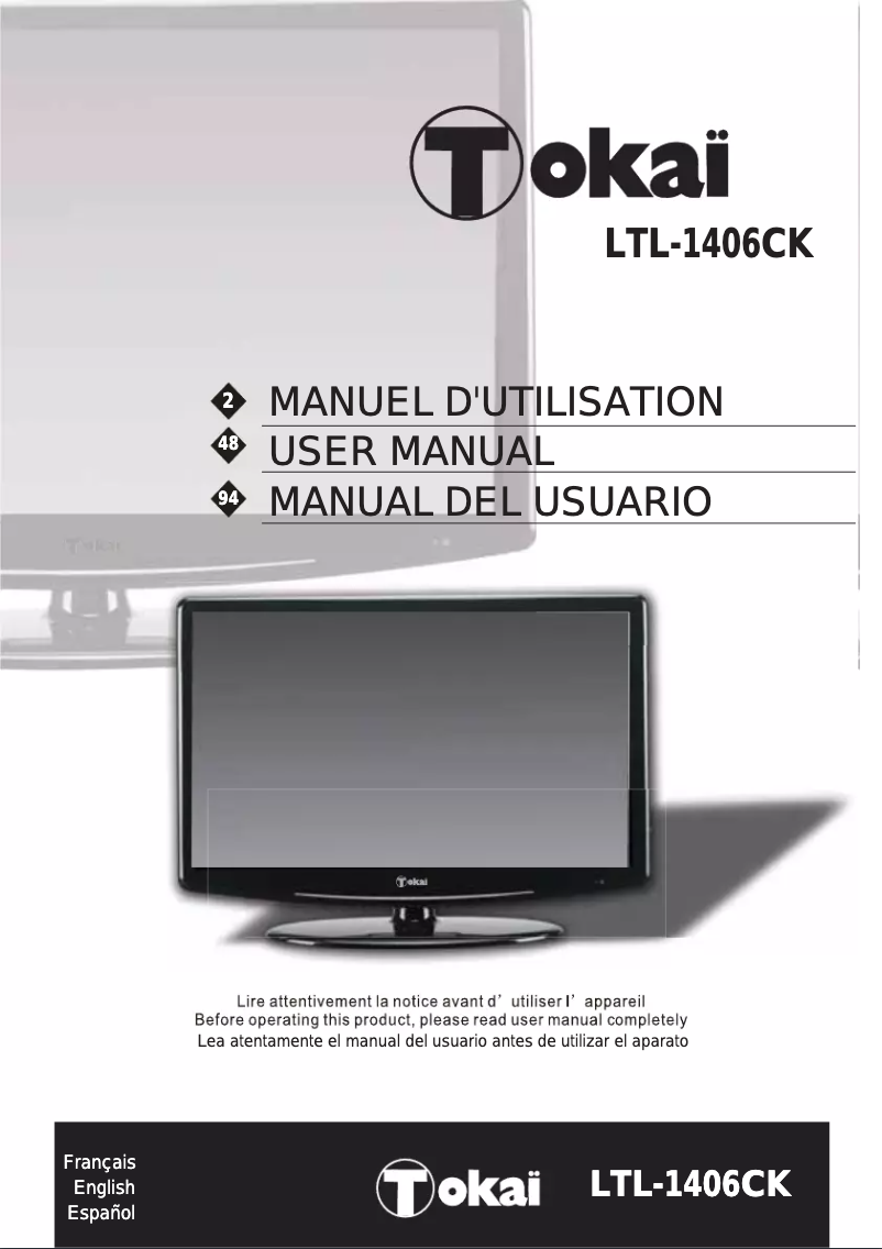 Page 1 de la notice Manuel utilisateur Tokaï LTL – 1406 CK