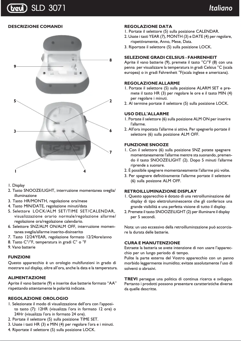 Page 1 de la notice Manuel utilisateur Trevi SLD 3071