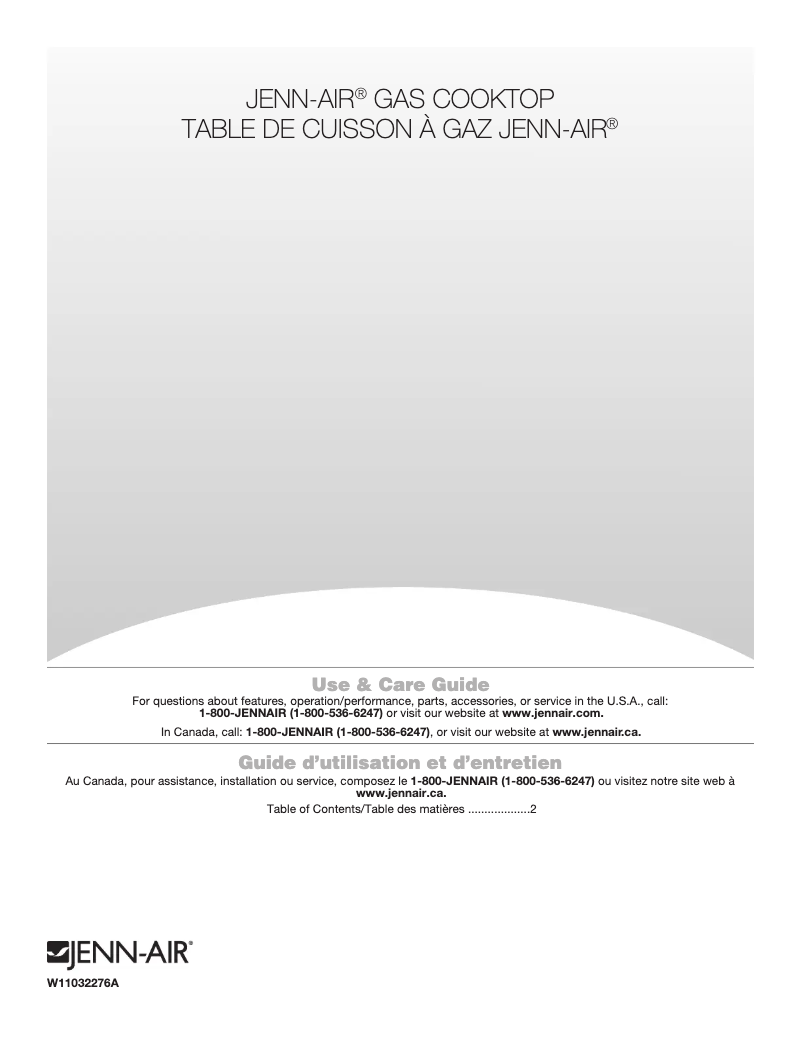Page n°1 - Manuel d'utilisation et d'entretien JennAir JGC3530GS