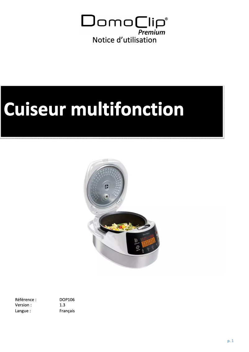 Page n°1 - Manuel utilisateur Domoclip DOP106