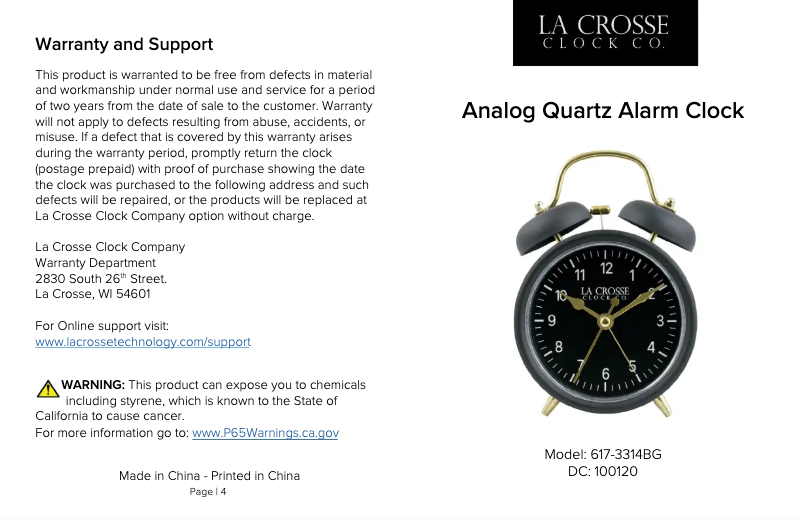 Page 1 de la notice Manuel utilisateur La Crosse Technology 617-3314BG