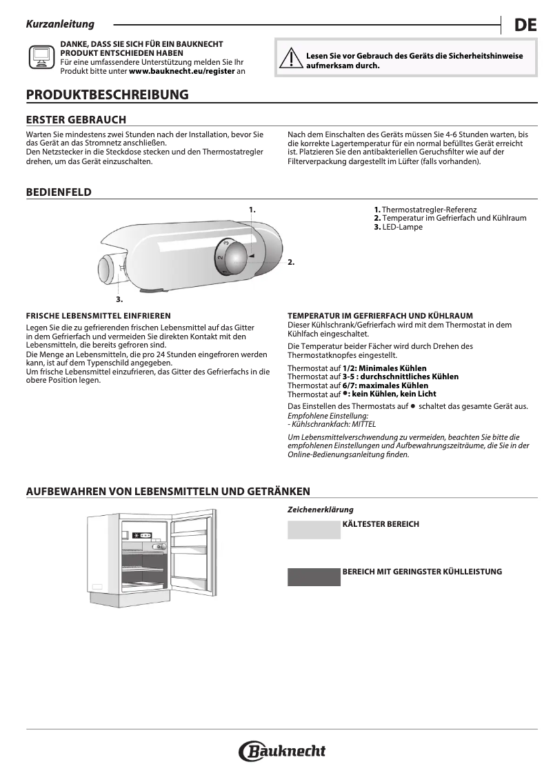 Page 1 de la notice Manuel utilisateur Bauknecht KSU 8VF1