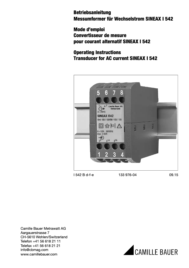 Image de la première page du manuel de l'appareil Sineax I542