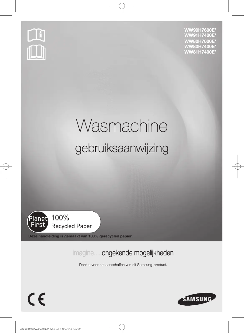 Page 1 de la notice Manuel utilisateur Samsung WW81H7400EW