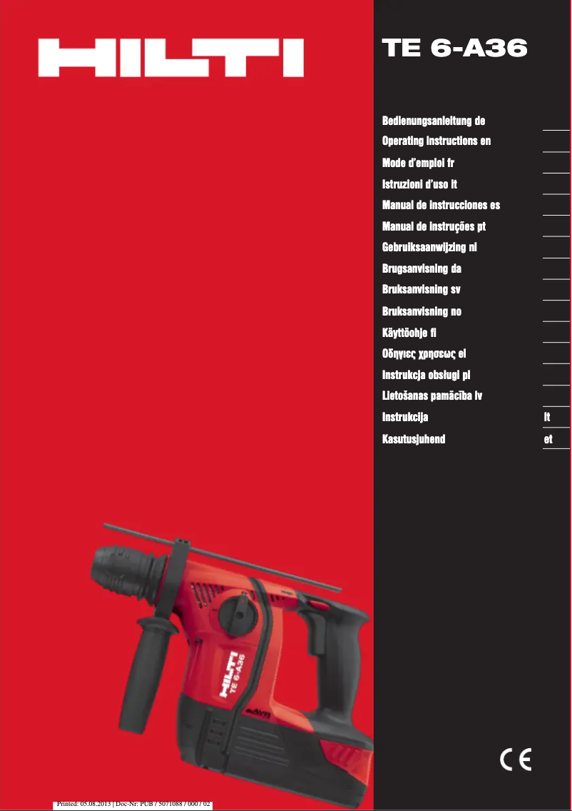 Page 1 de la notice Manuel utilisateur Hilti TE 6-A36-AVR