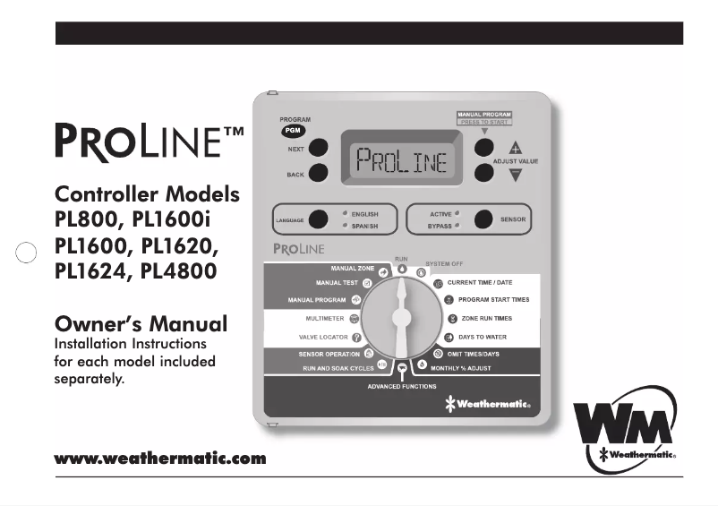 Page n°1 - Manuel utilisateur Weathermatic ProLine PL1624