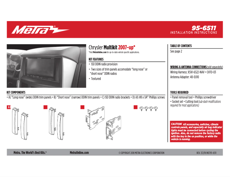 Page n°1 - Mode d'emploi Metra 95-6511
