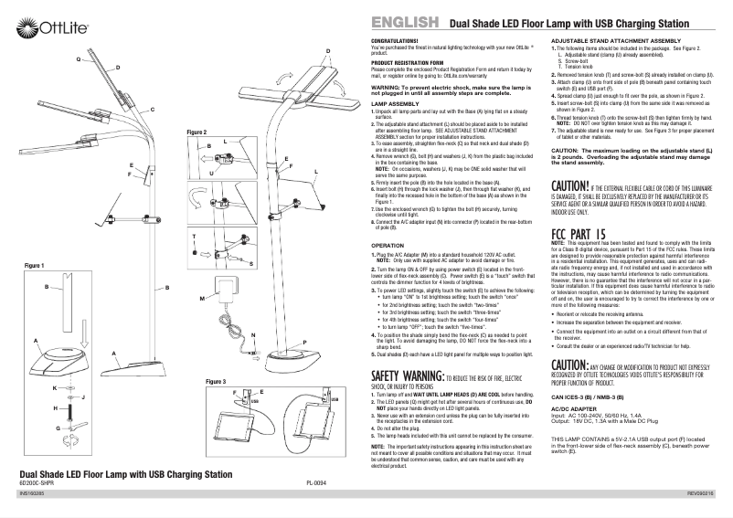 Page 1 de la notice Manuel utilisateur OttLite 6D200C-SHPR