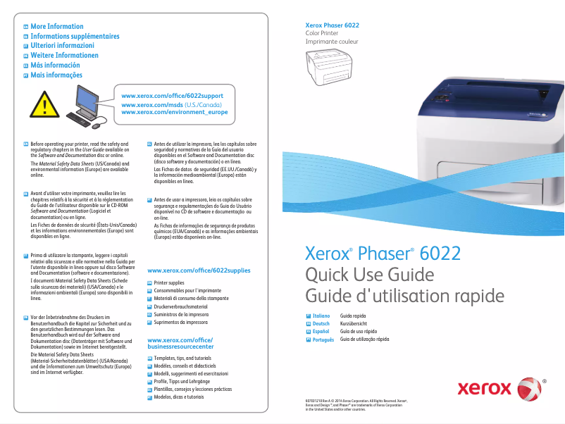 Page 1 de la notice Manuel utilisateur Xerox Phaser 6022
