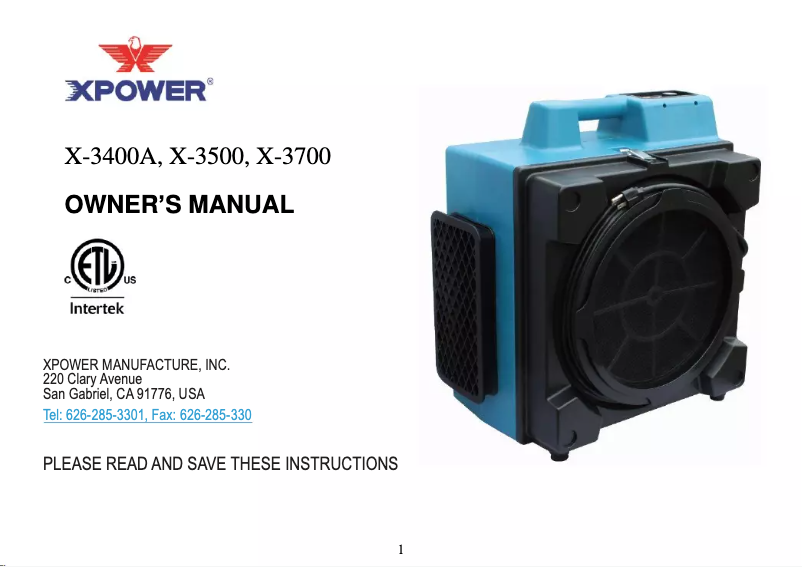 Image de la première page du manuel de l'appareil X-3580