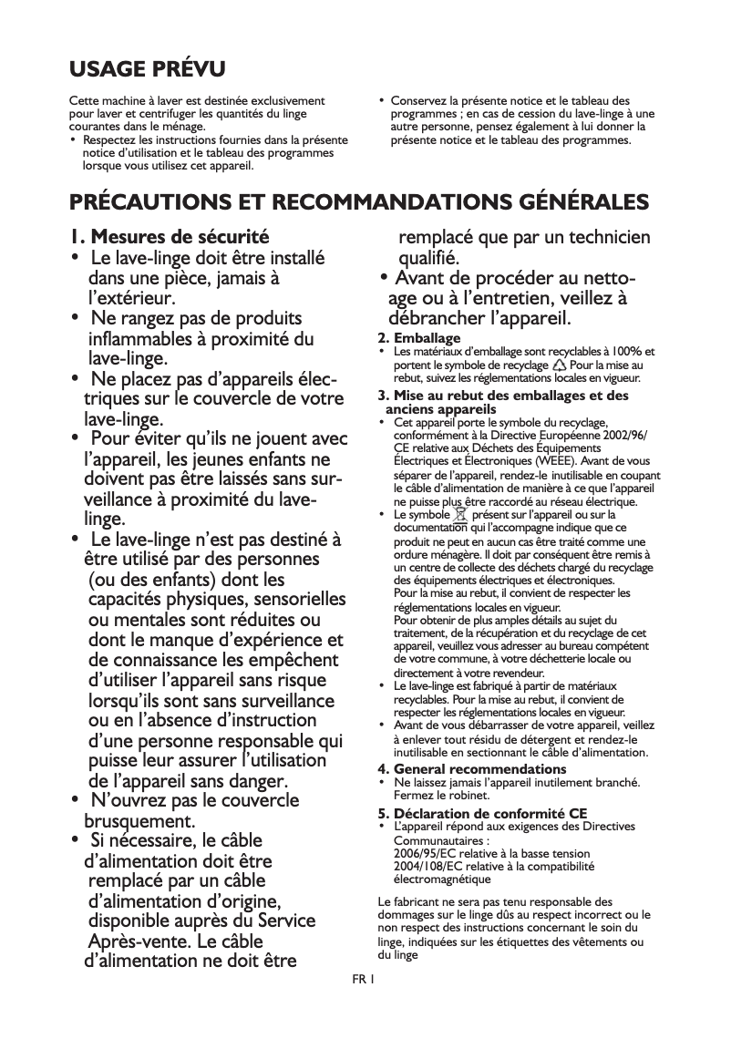 Page 1 de la notice Manuel utilisateur Laden EV 1289