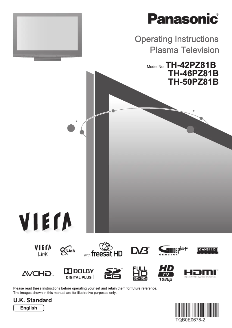 Page 1 de la notice Manuel utilisateur Panasonic TH-50PZ81B