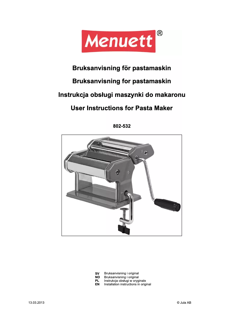 Imagen de la primera página del manual del dispositivo 802-532