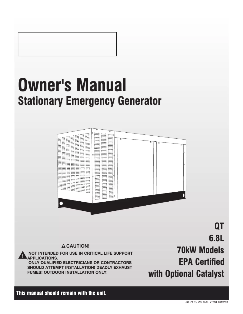 Page 1 de la notice Manuel utilisateur Generac QT07068GNSX