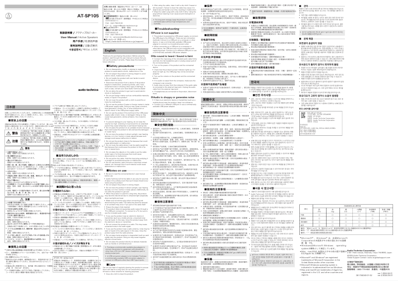 Page 1 de la notice Manuel utilisateur Audio-Technica AT-SP105