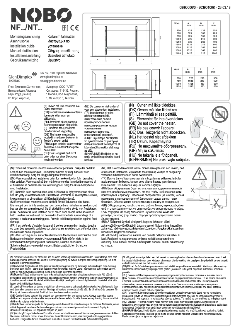 Page n°1 - Manuel utilisateur Nobo NTL4T15-FS40