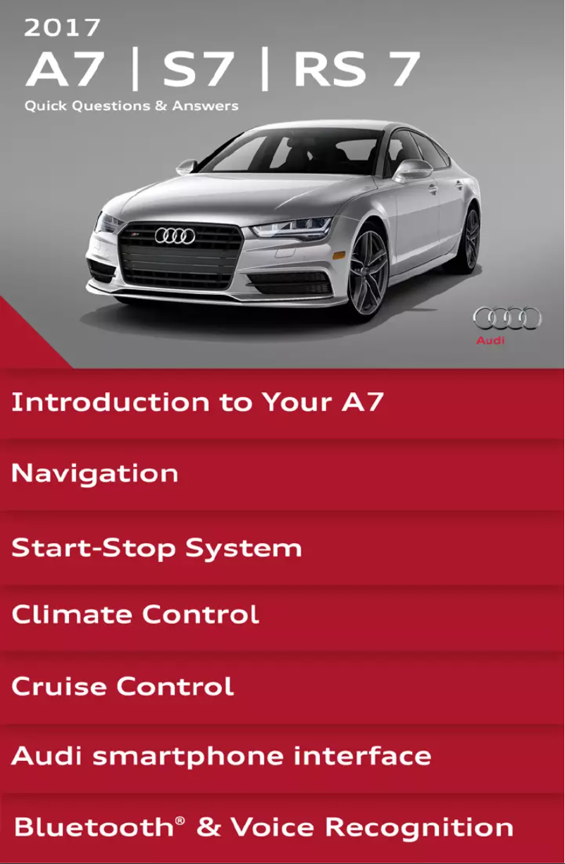 Page 1 de la notice Manuel utilisateur Audi S7 (2017)