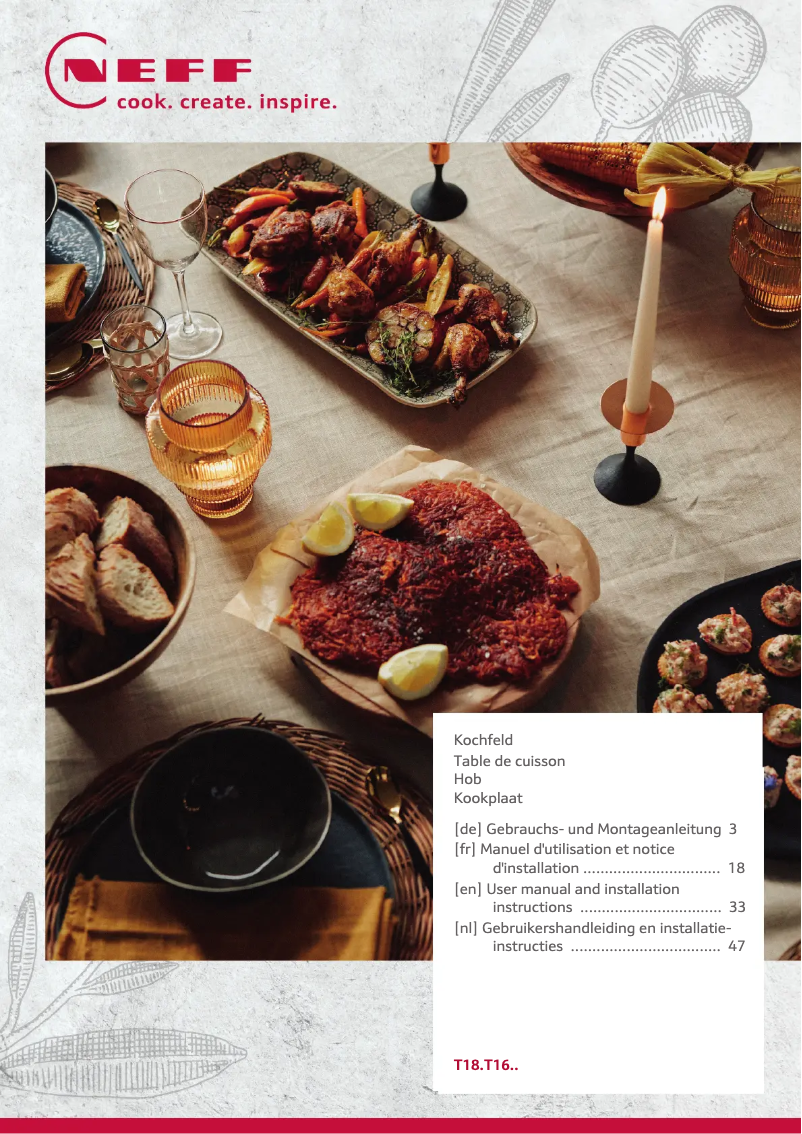 Page 1 de la notice Manuel utilisateur Neff T18BT16N0