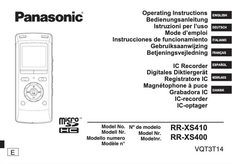 Página 1 del manual Manual de usuario Panasonic RR-XS400