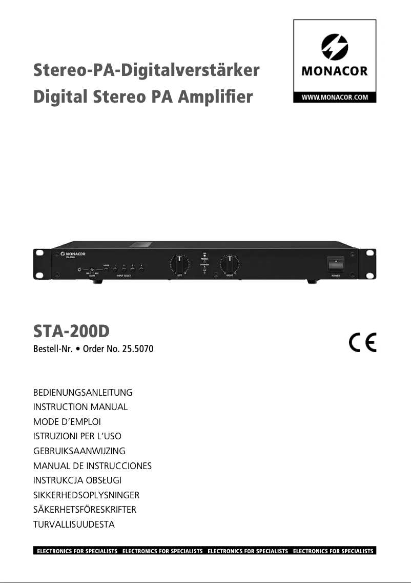 Image de la première page du manuel de l'appareil STA-200D