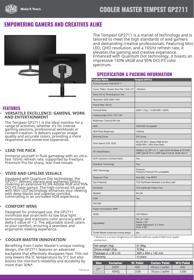 Image de la première page du manuel de l'appareil GP2711