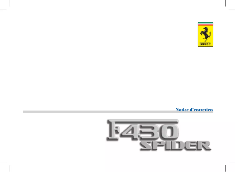 Image de la première page du manuel de l'appareil F430 Spider (2005)