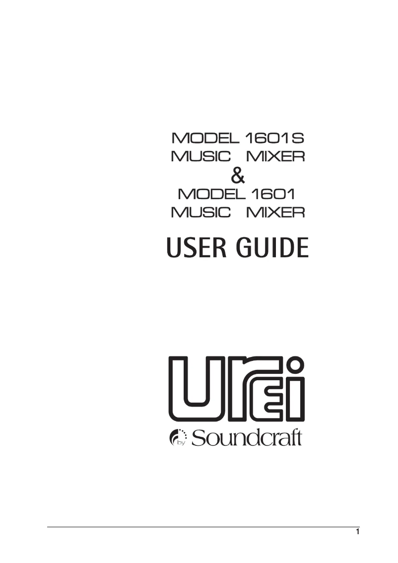 Page n°1 - Manuel utilisateur Soundcraft UREI 1601