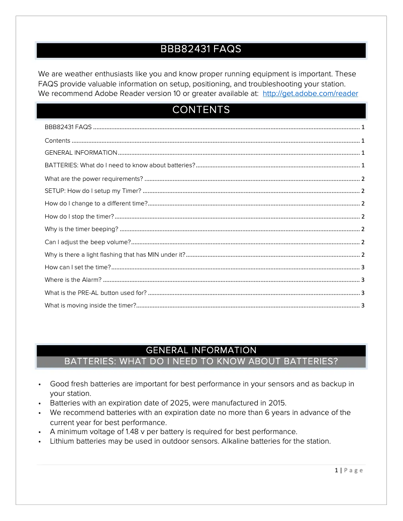 Page 1 de la notice FAQ La Crosse Technology BBB82431