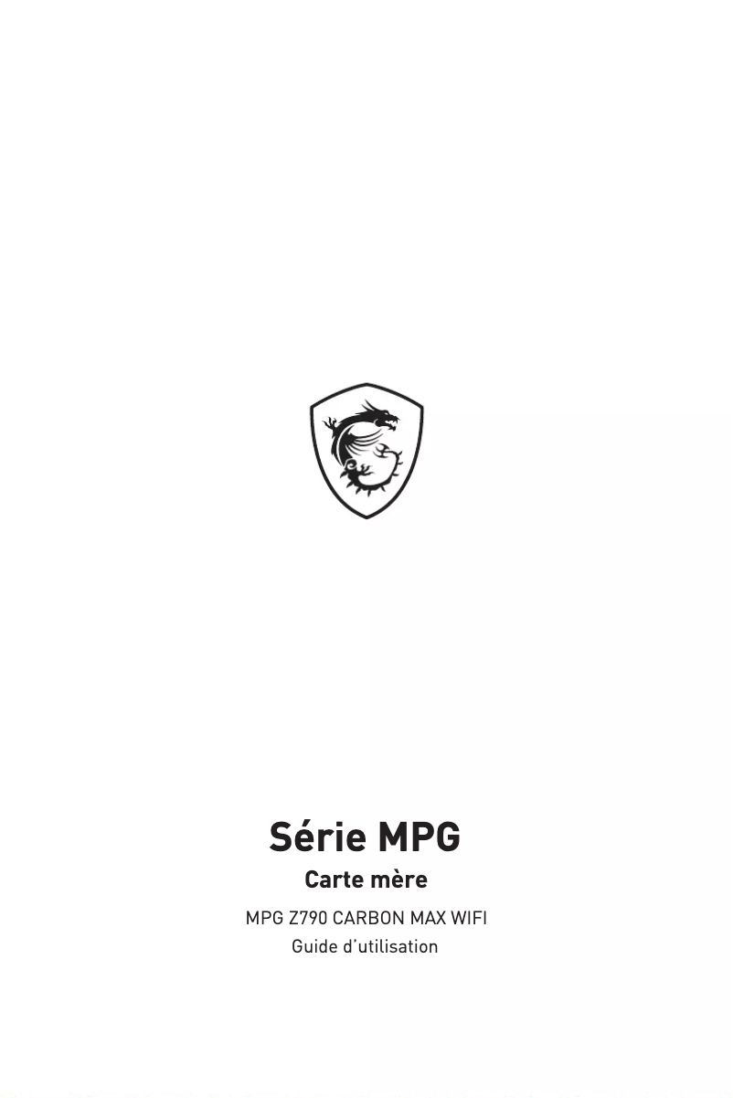 Page 1 de la notice Manuel utilisateur MSI MPG Z790 CARBON MAX WIFI