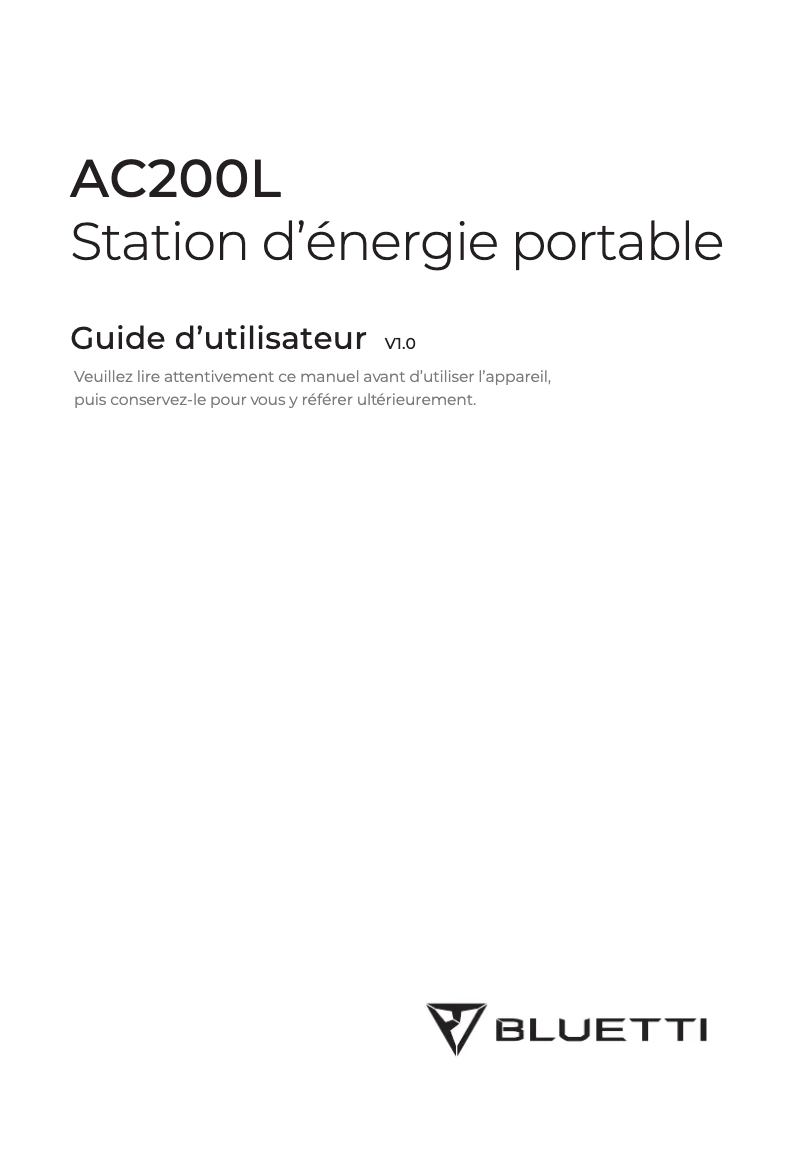 Image de la première page du manuel de l'appareil AC200L